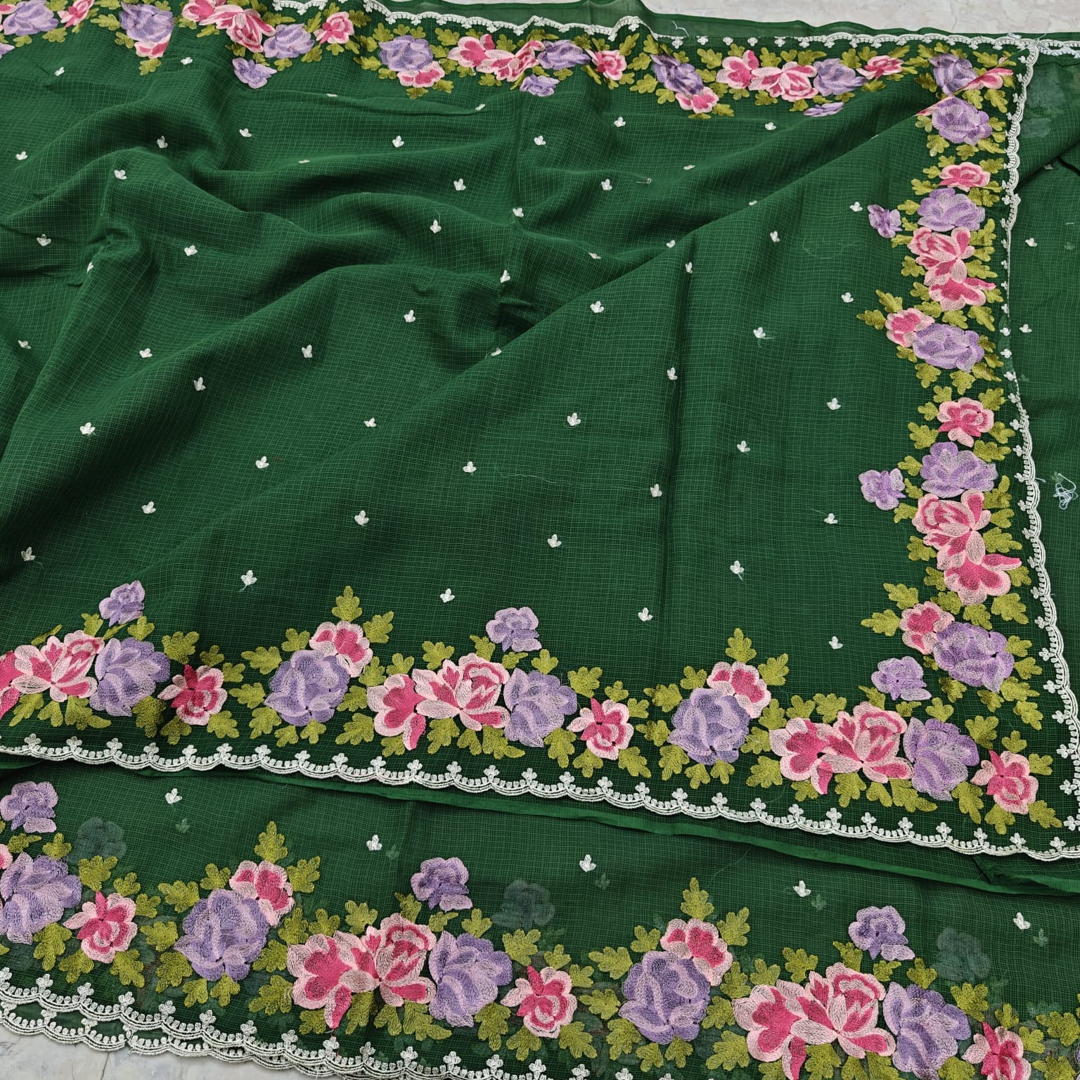Pure Cotton Kota Saree with Embroidery Work