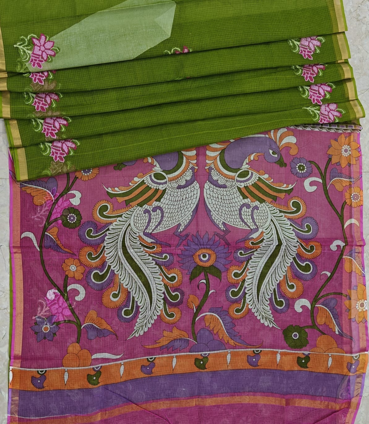 Pure Cotton Kota Saree with Embroidery