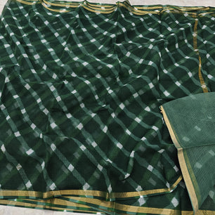 Kota Doria Pure Cotton Hand Tie & Dye Leheriya Saree