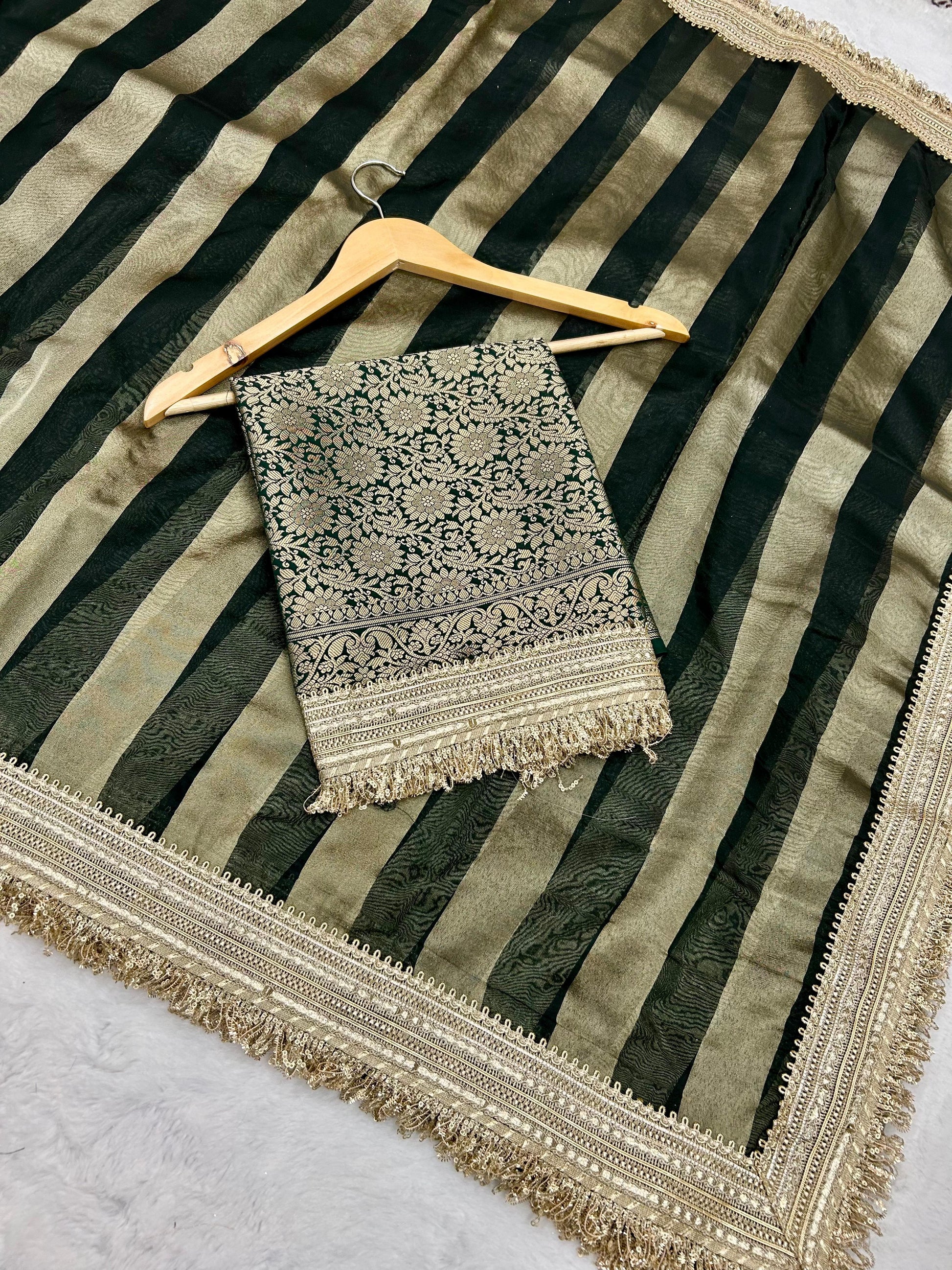 Tissue Organza Saree with Lace Work