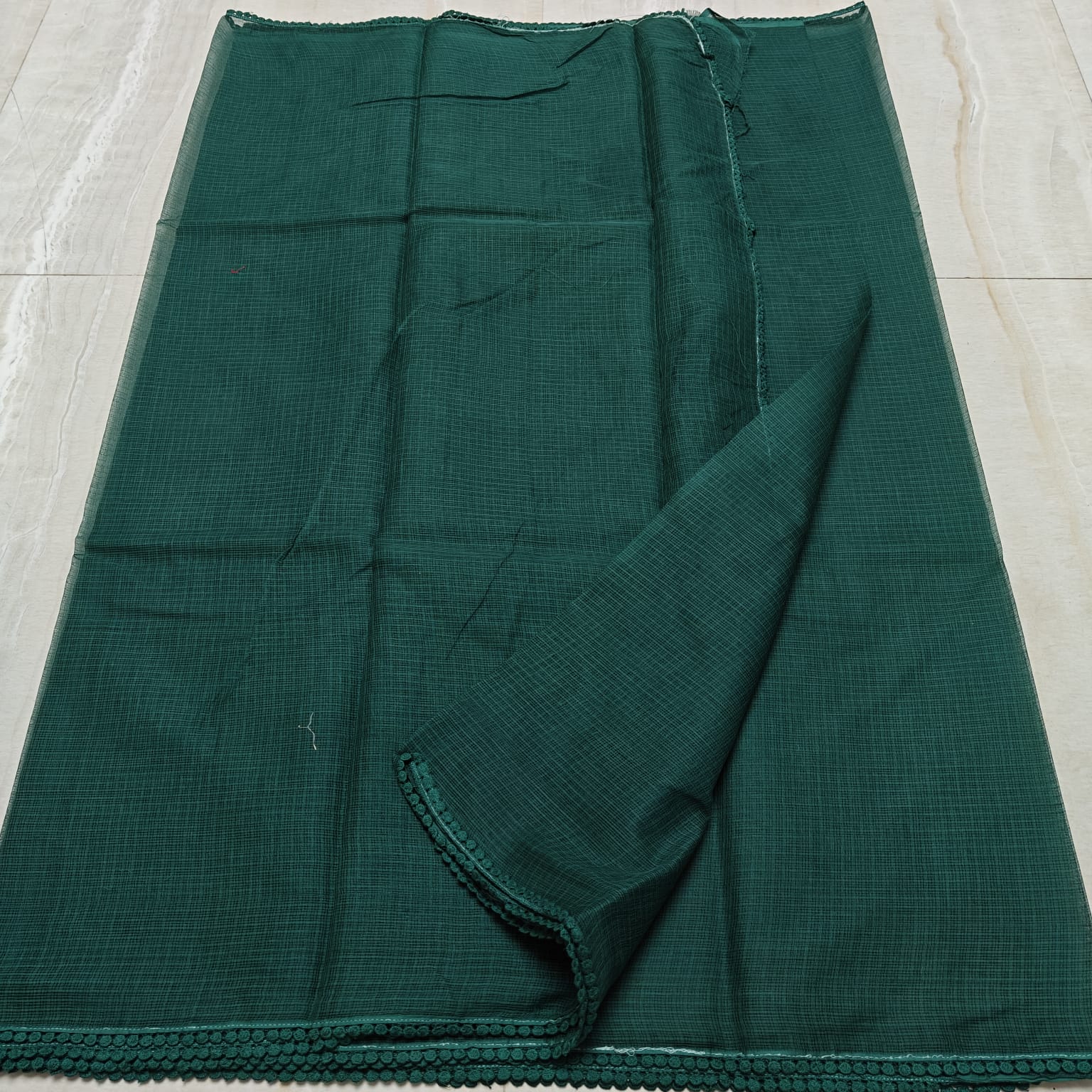 Kota Doria Saree with Crochet Lace