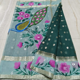Kota Weaving & Hand Brush Paint Saree