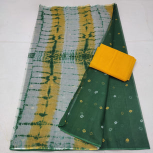 Kota Doria Pure Cotton Saree with Shibori/Batik/Bandhej Dye