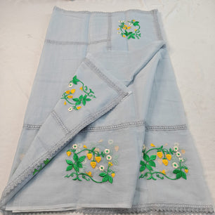 Kota Doria Mix Cotton Saree with Embroidery