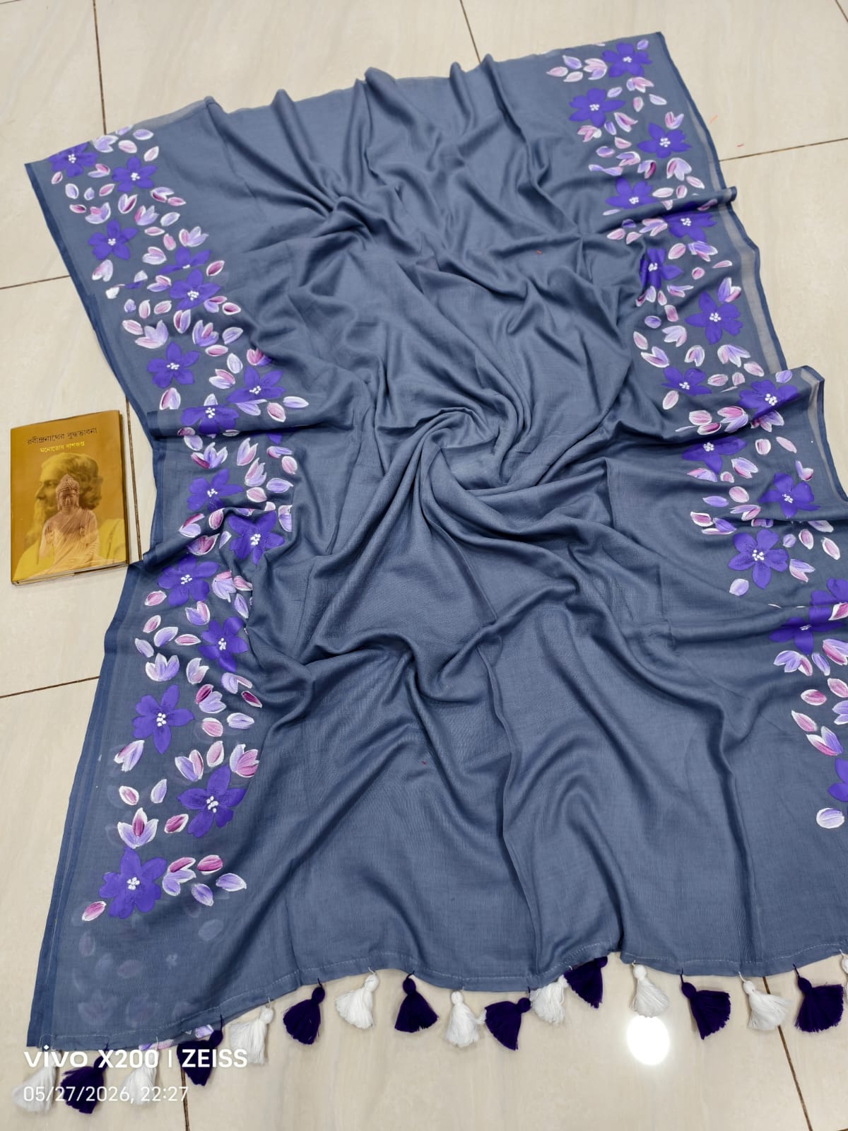 Hand Painted Mulmul Cotton Saree