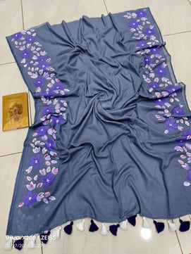 Hand Painted Mulmul Cotton Saree