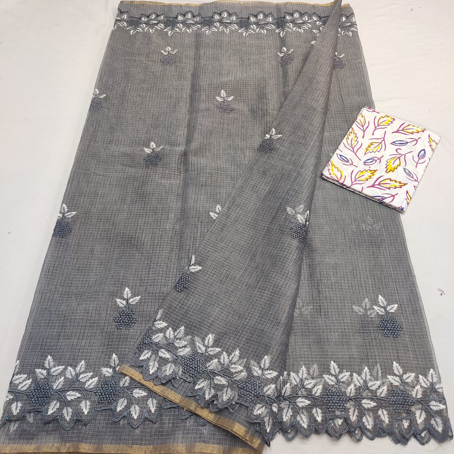 Kota Doria Embroidery Saree