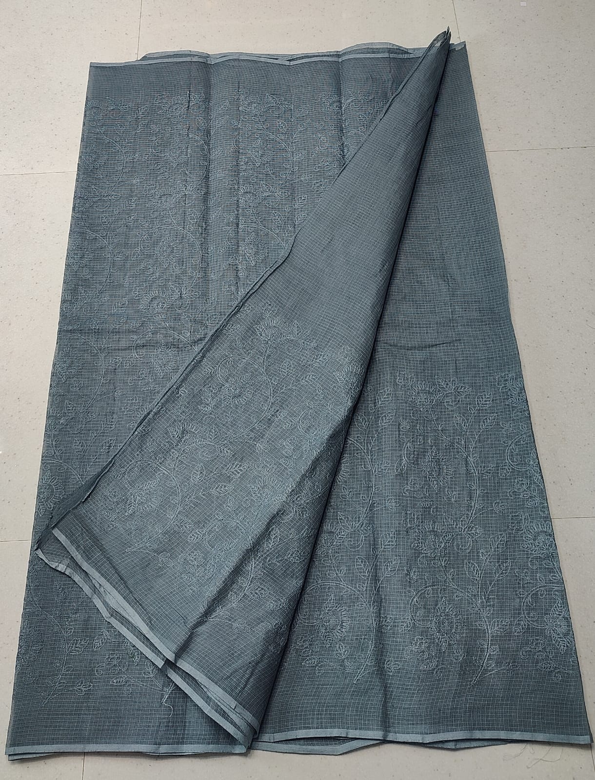 Kota Doria Pure Cotton Self Embroidery Saree