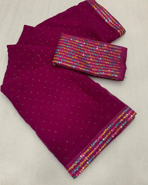 Georgette Saree with Embroidery Blouse
