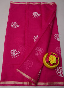 Kota Doria Hand Foam Print Saree