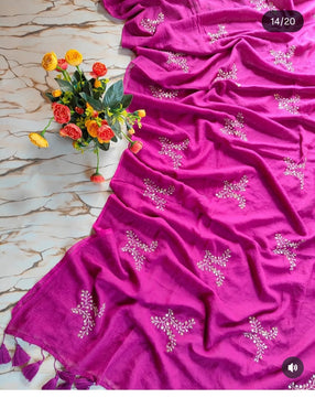 Exclusive Mirror Work Mulmul Cotton Saree