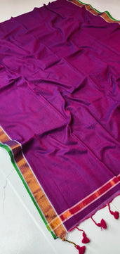 Mulmul Cotton Copper Zari Border Saree