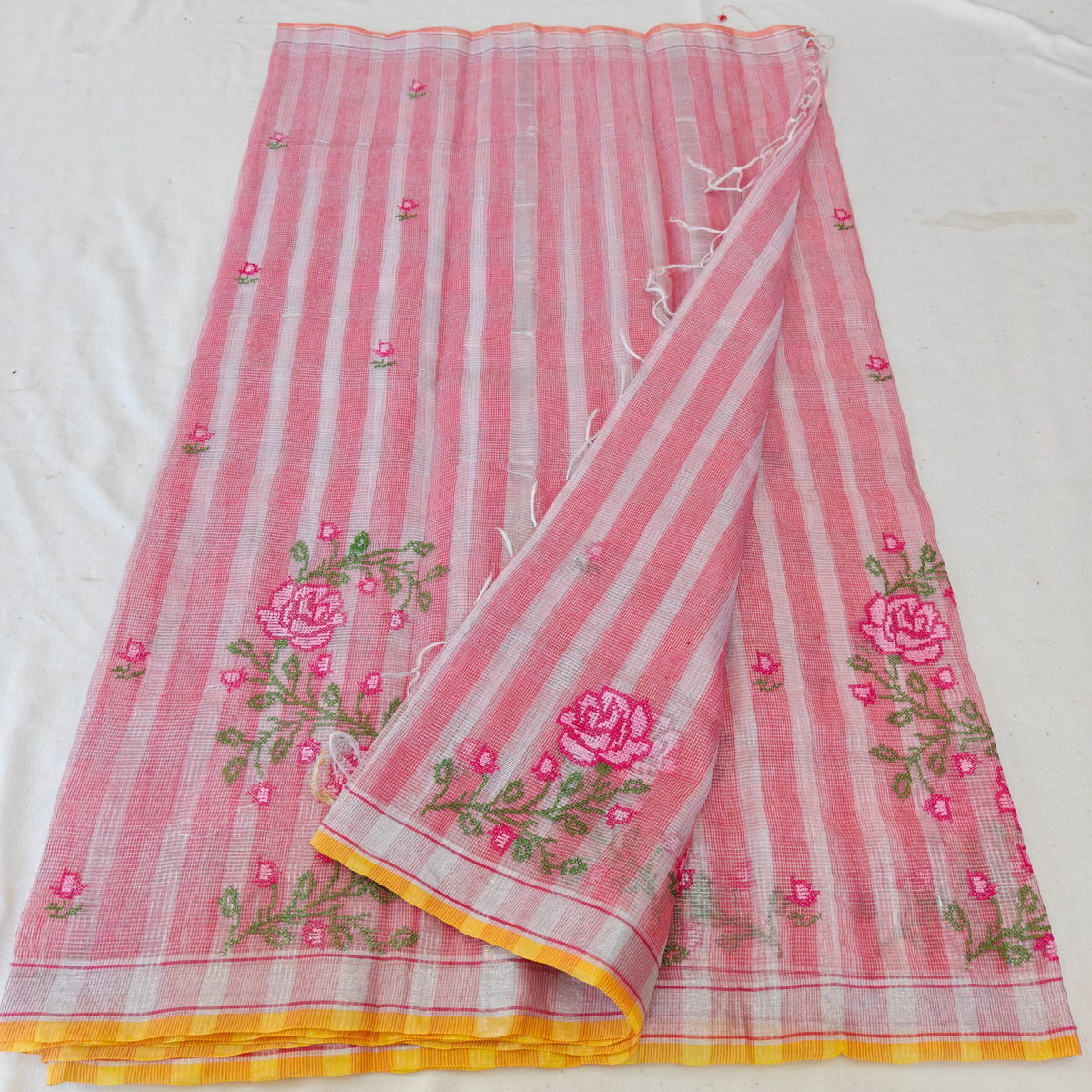 Kota Doria Mix Cotton Computerized Embroidery Saree