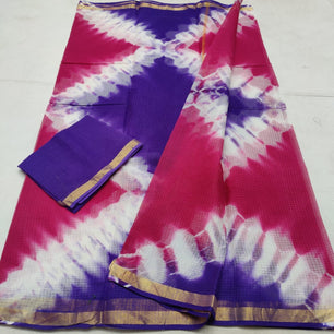 Kota Doria Pure Cotton Shibori Tie & Dye Saree