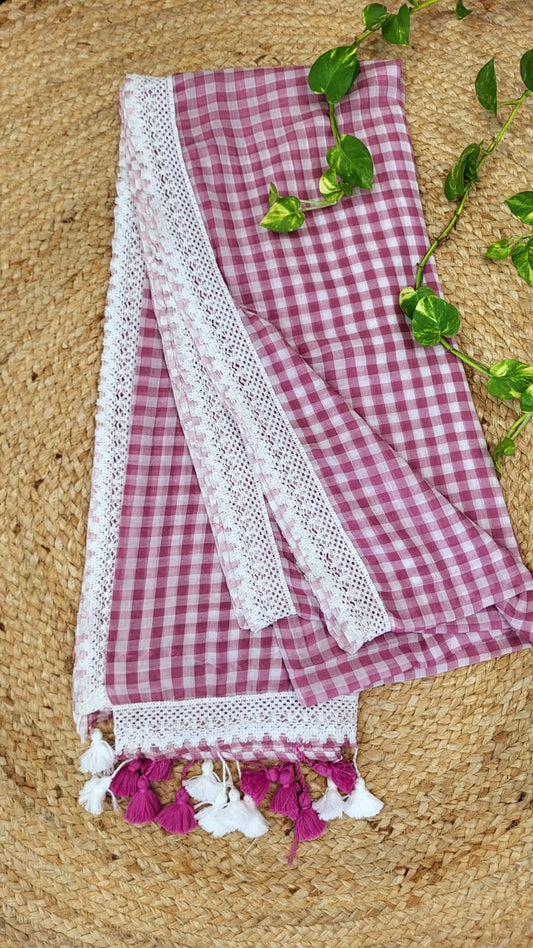 Mulmul Cotton Check Saree
