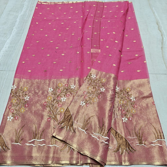 Kota Tissue Embroidery Saree