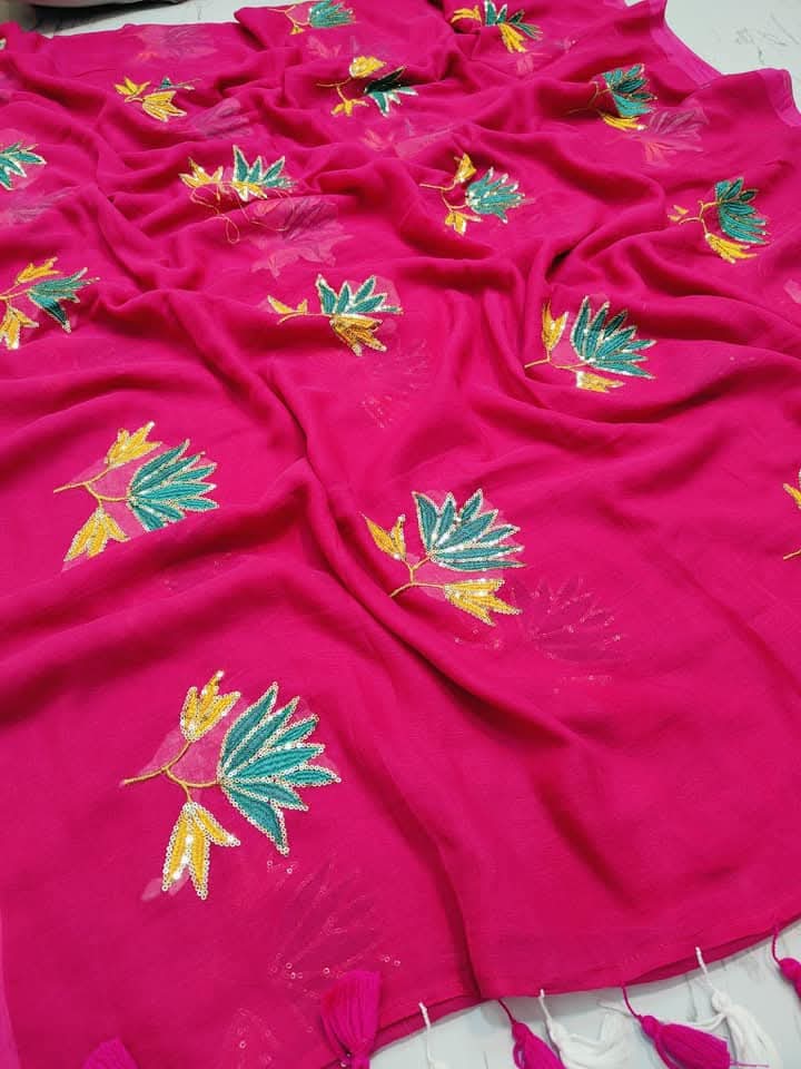 Pure Mulmul Cotton Saree with Sequin Work