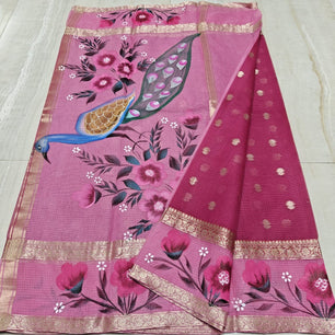Kota Weaving & Hand Brush Paint Saree