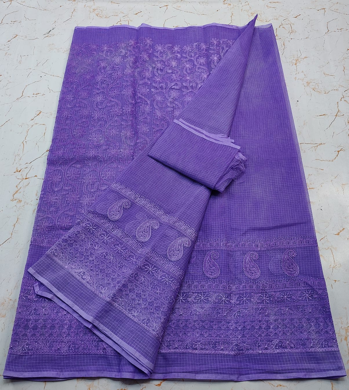 Kota Doria Pure Cotton Self Embroidery Saree