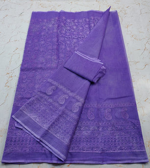 Kota Doria Pure Cotton Self Embroidery Saree