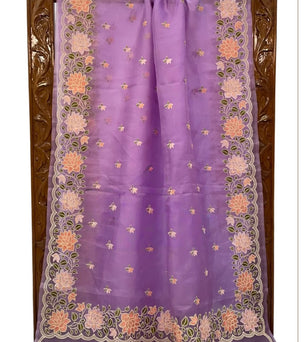 Kora Organza Saree with Embroidery Work