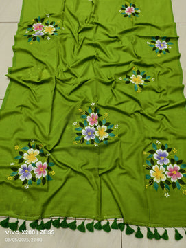 Mulmul Cotton Hand-Painted Saree