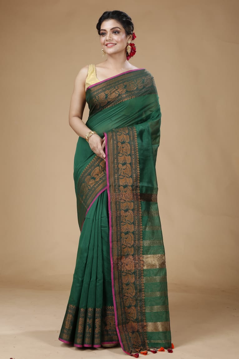 Handloom Pata Copper Zari Saree