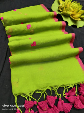 Heart Print Mulmul Cotton Saree