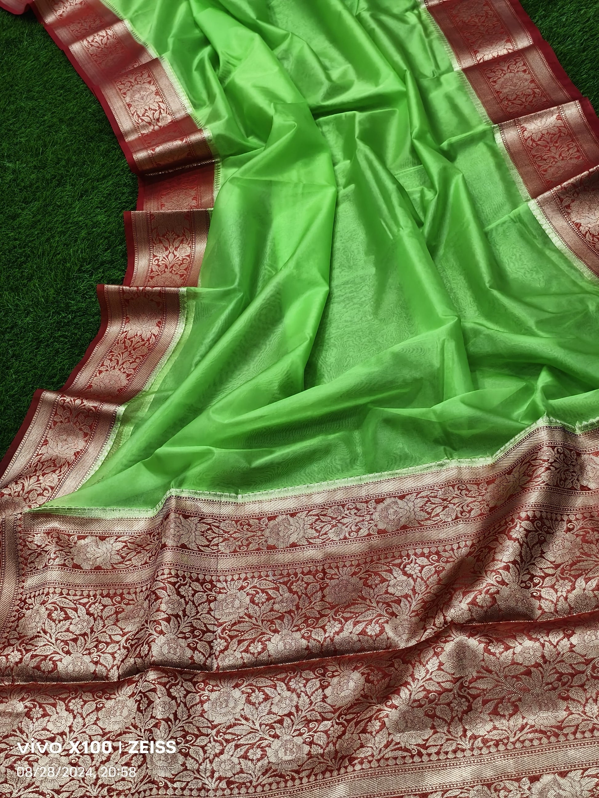 Plain Organza Saree with Border
