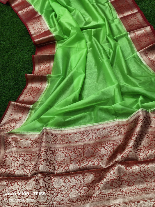 Plain Organza Saree with Border