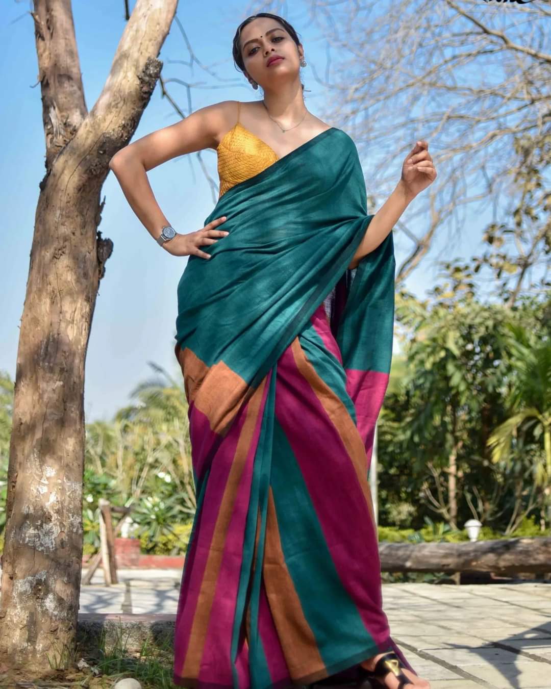 Elegant Sico Stripe Saree