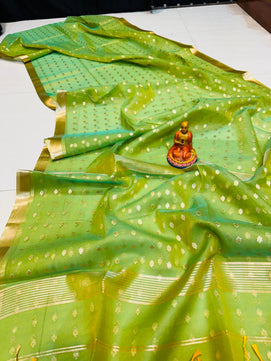 New Exclusive Organza Muslin Buti Saree
