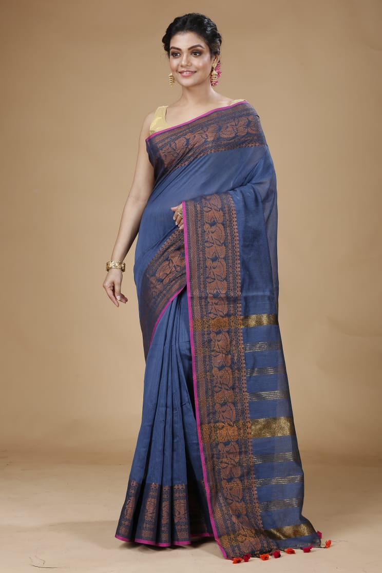 Handloom Pata Copper Zari Saree