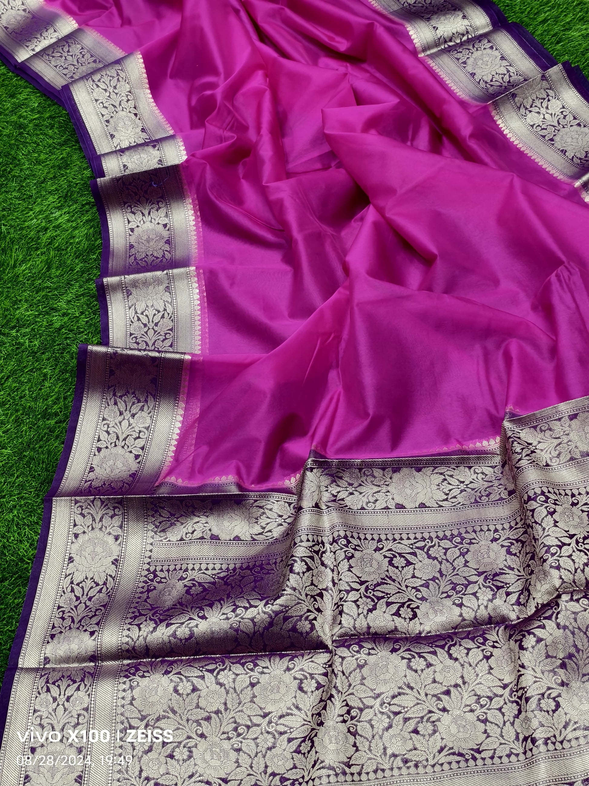 Plain Organza Saree with Border