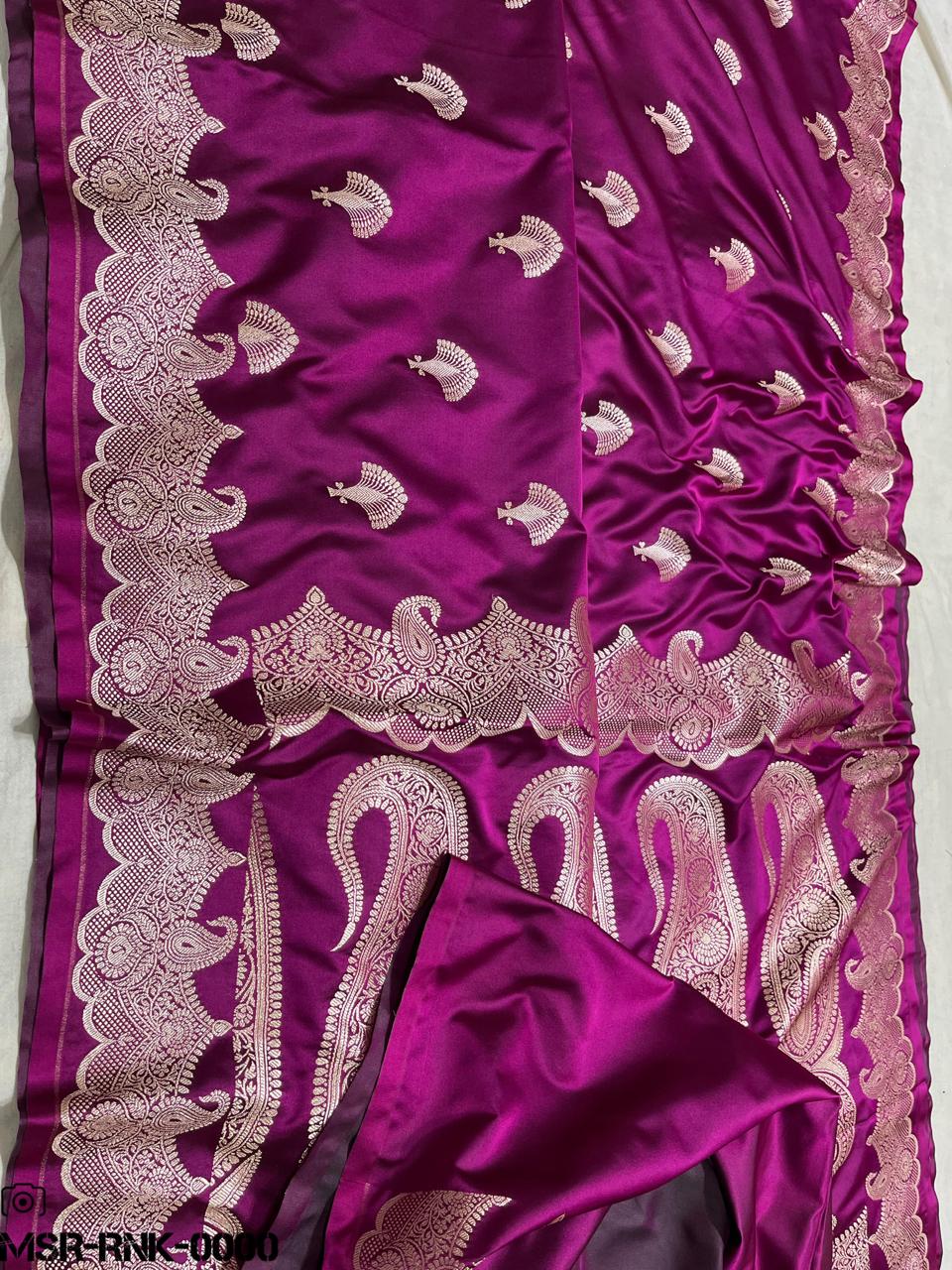 Banarasi Handloom Mashru Satin Katan Soft Silk Saree