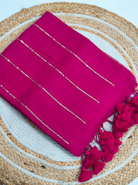 Pure Mulmul Cotton Sequin Chain Saree