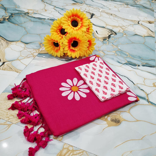 Sunflower Hand Print Saree