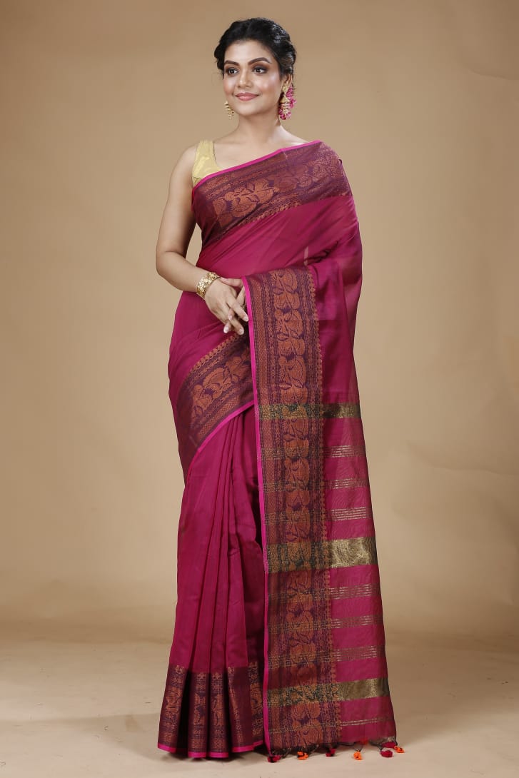 Handloom Pata Copper Zari Saree