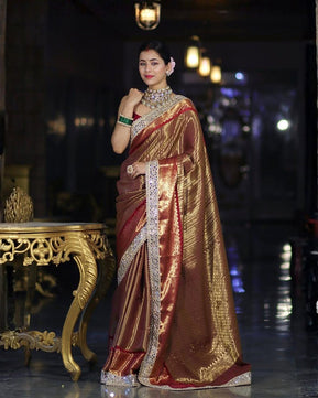 Soft Kanjivaram Silk Saree with Heavy Mirror Work
