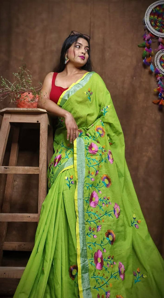 Linen by Linen Saree with Embroidery