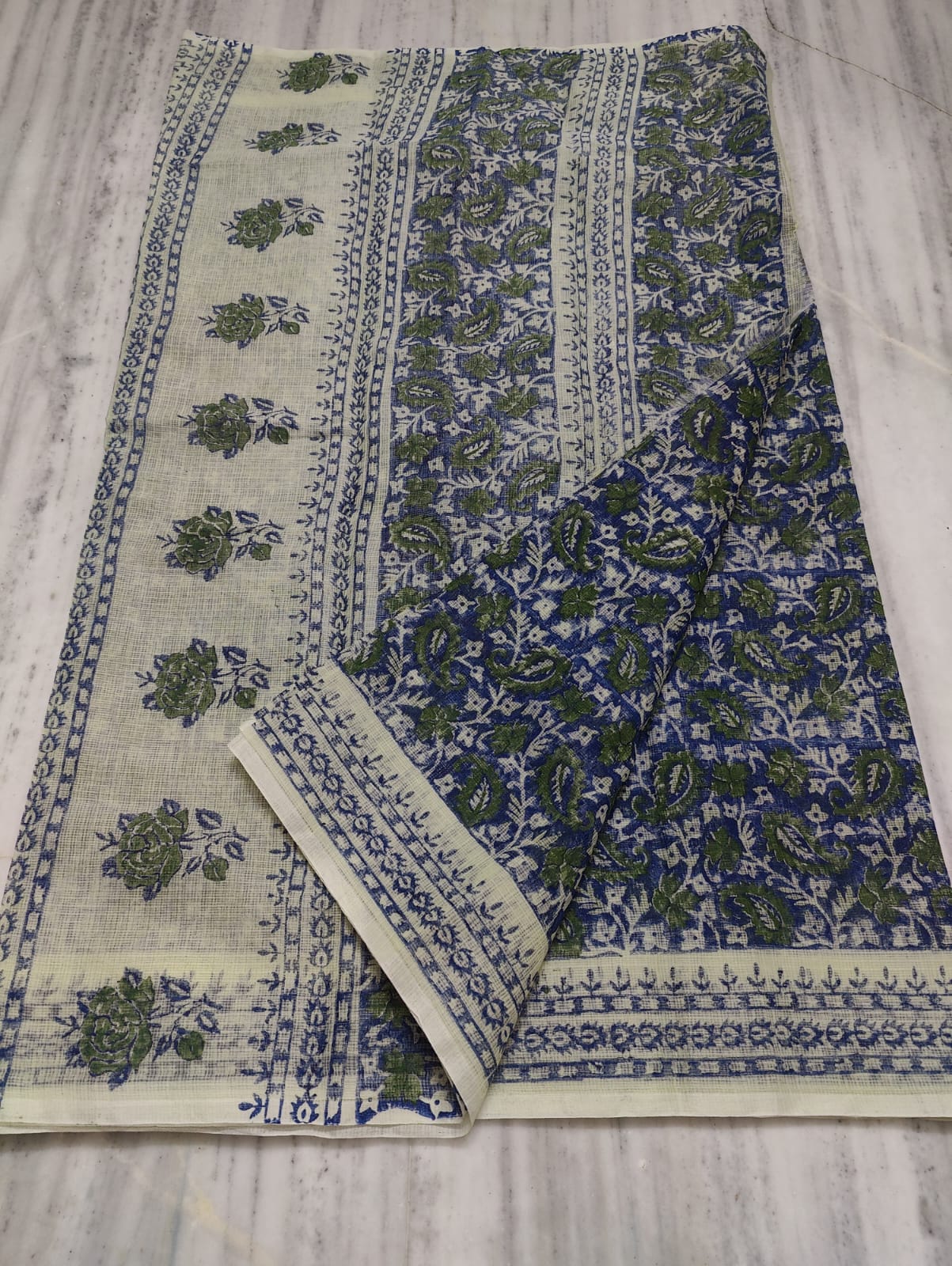 Kota Doria Hand Block Print Saree
