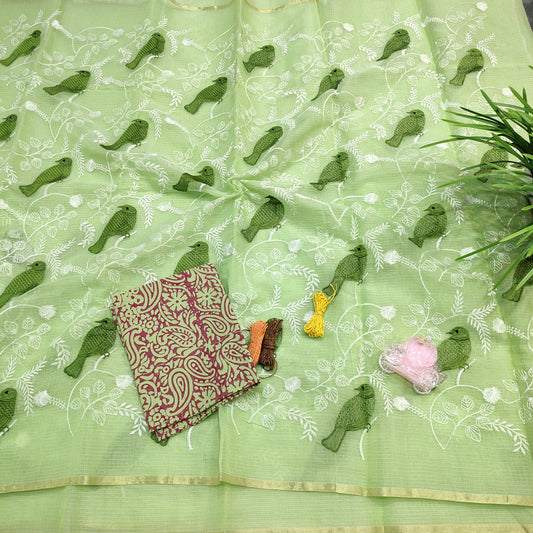 Kota Doria Embroidery Saree