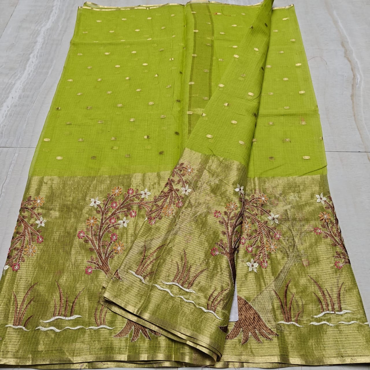 Kota Tissue Embroidery Saree