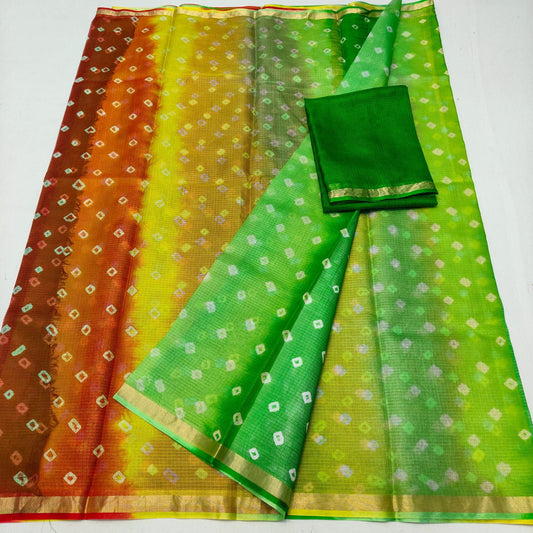Kota Doria Silk Bandhej Sare