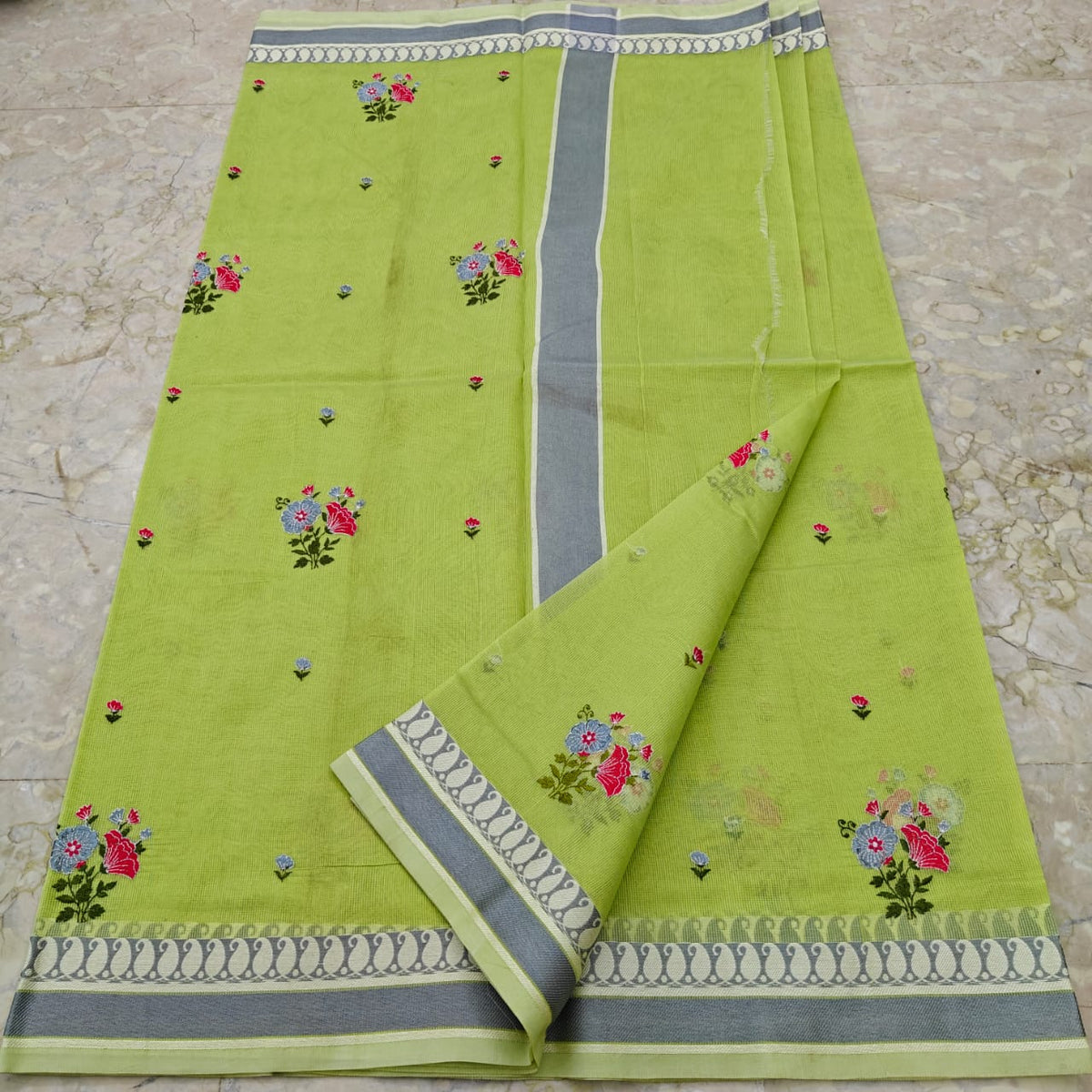 Supernet Kota Saree with Embroidery Work