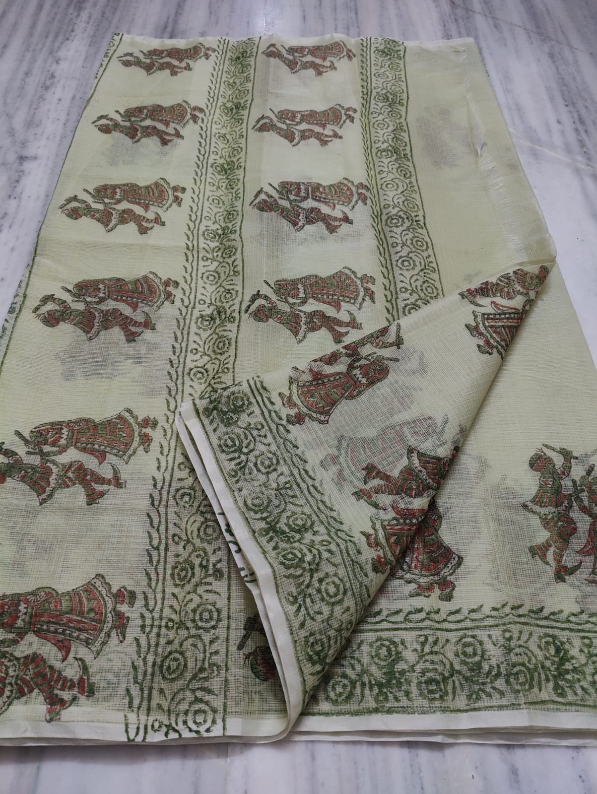 Kota Doria Hand Block Print Saree