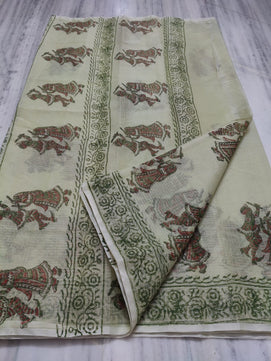 Kota Doria Hand Block Print Saree