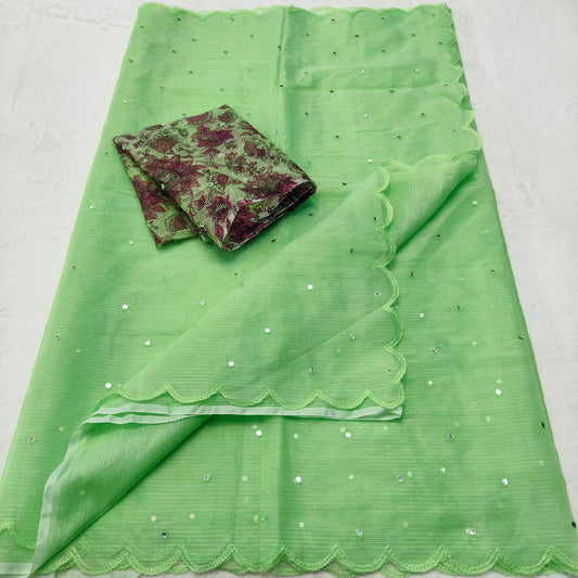 Kota Doria Mirror Work Saree