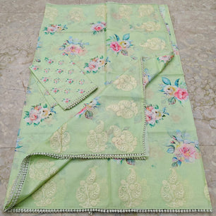 Soft Silk Kota Embroidery & Digital Print Saree