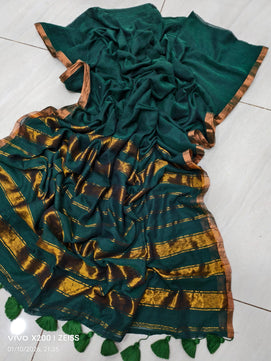 Zari Anchal Mulmul Cotton Saree
